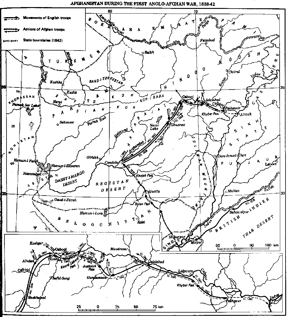 map of afghanistan 1838